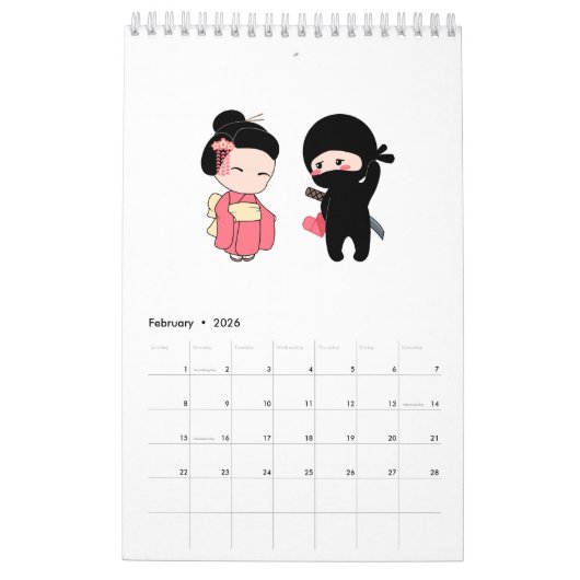Tiny Ninjas Plain White Kalender (Feb 2026)