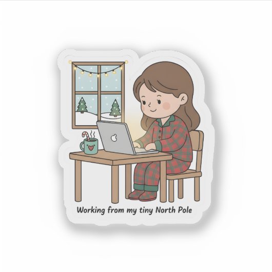 Tiny North Pole Home Office – Funny Christmas Sticker (Voorkant)