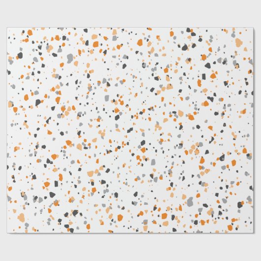 Tiny Oranje Grey Terrazzo Pattern Cadeaupapier (Vlak)
