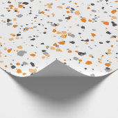 Tiny Oranje Grey Terrazzo Pattern Cadeaupapier (Hoek)