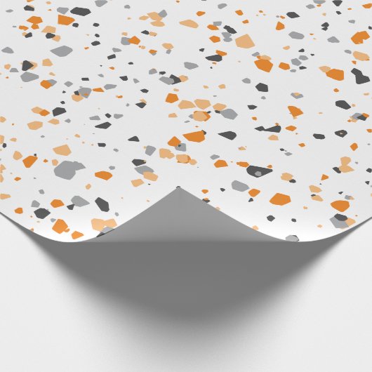 Tiny Oranje Grey Terrazzo Pattern Cadeaupapier (Hoek)