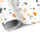 Tiny Oranje Grey Terrazzo Pattern Cadeaupapier (Rol Hoek)
