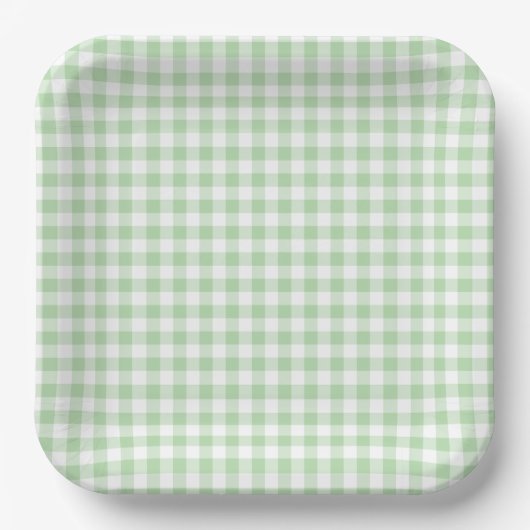 Tiny Pale Green and White Gingham Papieren Bordje (Voorkant)