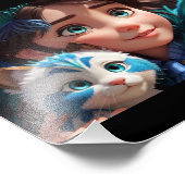 "Tiny Paws, Big Love: meisje met haar harige vrien Foto Afdruk (Hoek)