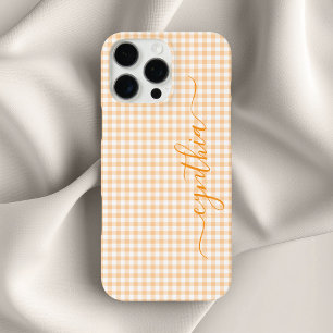 Tiny Peach Gingham Handtekening iPhone 16 Pro Max Hoesje