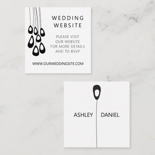 Tiny Peacock gestileerde moderne bruiloft website Informatiekaartje (Voorkant / Achterkant)