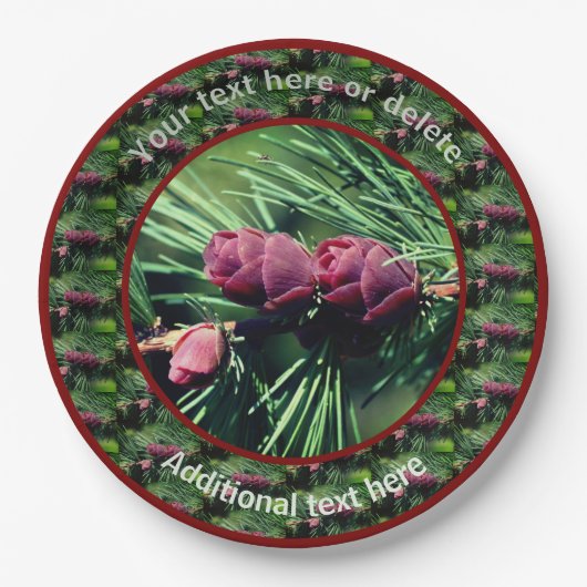 Tiny Pinecones Natuur Gepersonaliseerde Partij Papieren Bordje (Voorkant)