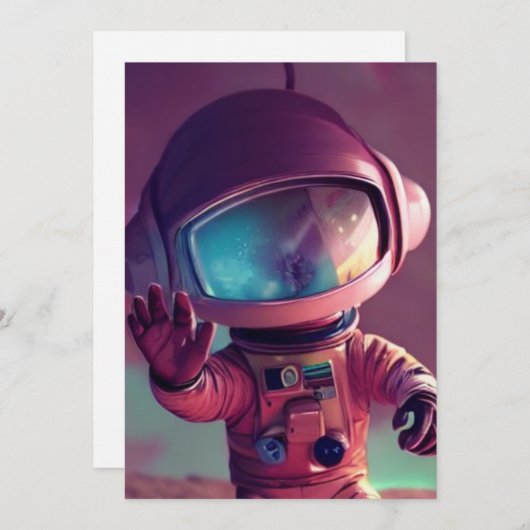 Tiny Pink Alien Feestdagenkaart (Voorkant / Achterkant)