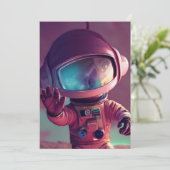 Tiny Pink Alien Feestdagenkaart (Staand voorkant)