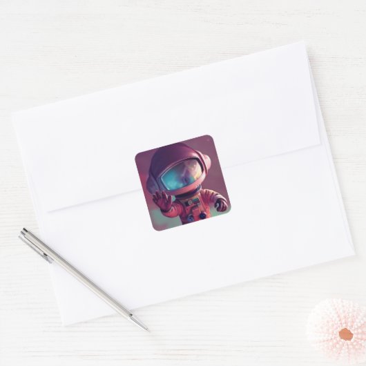 Tiny Pink Alien Vierkante Sticker (Envelop)