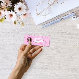 Tiny Pink and White Hearts Love Coupons met foto Mini Visitekaartje