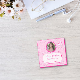 Tiny Pink and White Hearts Love Coupons met foto Post-it® Notes