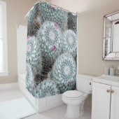 Tiny Pink Flowers Cactus Planten Douchegordijn (In situ)