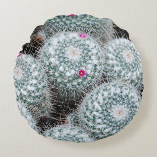 Tiny Pink Flowers Cactus Planten Rond Kussen