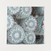 Tiny Pink Flowers Cactus Planten Wandkleed (Voorkant (horizontaal))