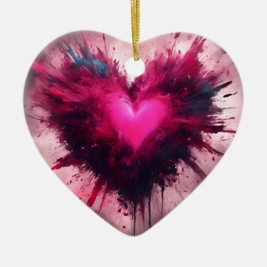 Tiny Pink Heart Keramisch Ornament (Voorkant)