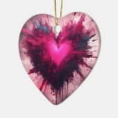 Tiny Pink Heart Keramisch Ornament (Links)