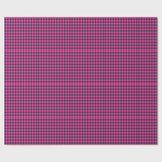 Tiny Pixel Check Plaid Pink and Dark Blue Cadeaupapier (Vlak)