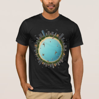 Tiny Planet City Beach – Surrealistische Urban Wer T-shirt