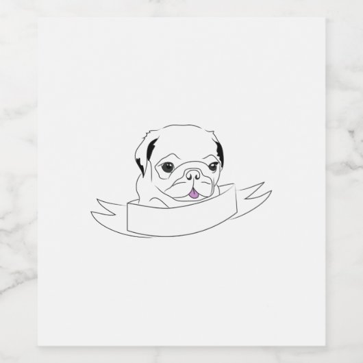 Tiny Pug Wijn Etiket (Enkel label)