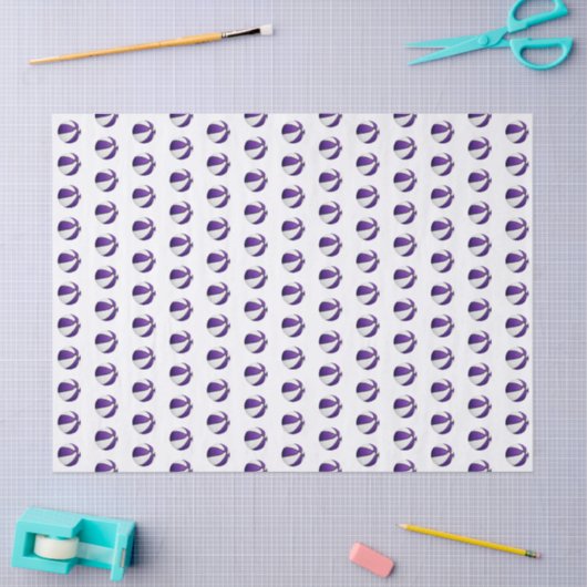 tiny purple white basketballs pattern tissuepapier (Craft)