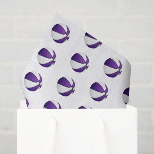 tiny purple white basketballs pattern tissuepapier (Cadeauzakje)