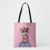Tiny Rebel Big Heart – Cute Punk Mouse Tote Bag (Voorkant)