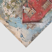 TINY RED COUNTRY HOUSE MIXED MEDIA DECOUPAGE TISSUEPAPIER (Detail)