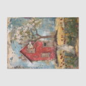 TINY RED COUNTRY HOUSE MIXED MEDIA DECOUPAGE TISSUEPAPIER (Voorkant)