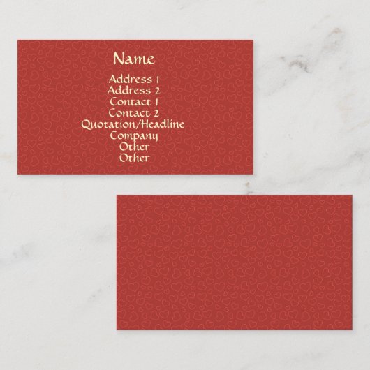 Tiny Red Hearts Pattern Visitekaartje (Voorkant / Achterkant)