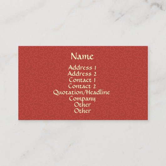 Tiny Red Hearts Pattern Visitekaartje (Voorkant)