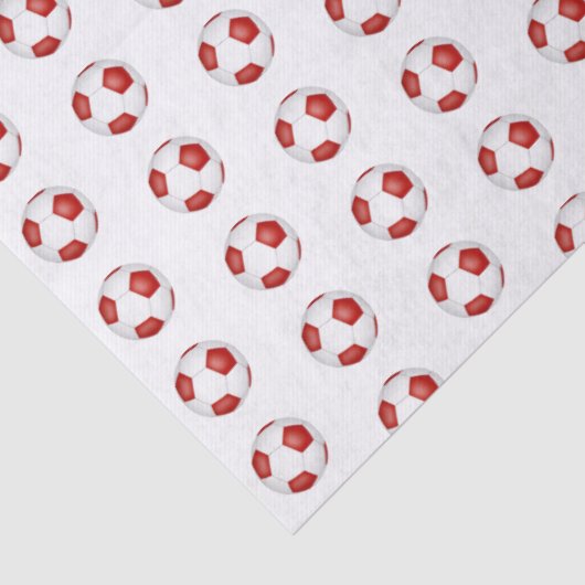 tiny red white soccer balls pattern tissuepapier (Detail)