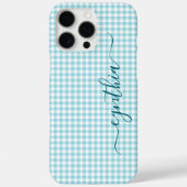 Tiny Robin Egg Blue Gingham Handtekening Case-Mate iPhone Case (Achterkant)