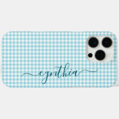 Tiny Robin Egg Blue Gingham Handtekening Case-Mate iPhone Case (Achterkant (horizontaal))
