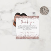 TINY| Roos Gold Glitter Foto Verloving Hartelijk d Notitiekaartje (Voorkant / Achterkant in situ)