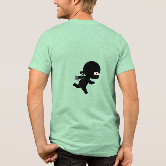 Tiny Running Ninja op Heart Tri-Blend Shirt (Achterkant)