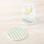 Tiny Sage and White Gingham Zandsteen Onderzetter (Zijkant)