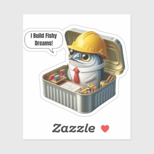 Tiny Sardine Engineer Clever Ocean Workshop Sticker (Vel)
