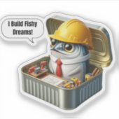 Tiny Sardine Engineer Clever Ocean Workshop Sticker (Voorkant)