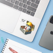 Tiny Sardine Engineer Clever Ocean Workshop Sticker (Laptop met iPhone)