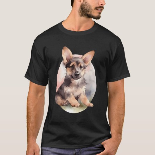 Tiny Schattige Duits Herder Hond GSD Puppy T-shirt (Voorkant)