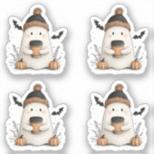 Tiny Schattige Ghost Autumn Halloween - Gezellige  Sticker (Voorkant)