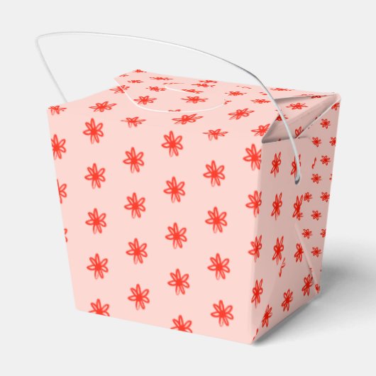 Tiny Scribled Daisies Rustieke grillige Roze Rood Bedankdoosjes (Achterkant)