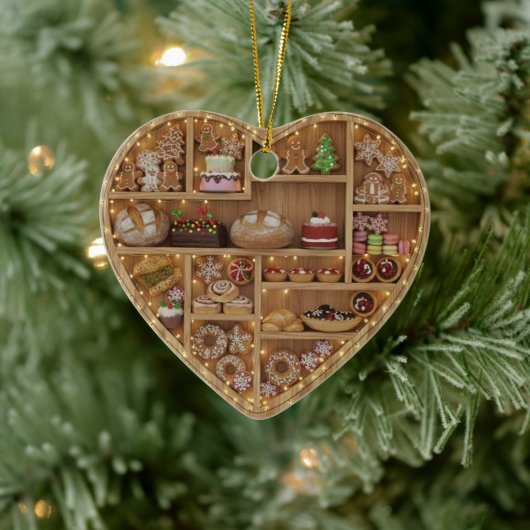 Tiny Shelves Christmas Baker Xmas Cookies 2Dprint Keramisch Ornament (Boom)