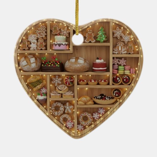 Tiny Shelves Christmas Baker Xmas Cookies 2Dprint Keramisch Ornament (Achterkant)