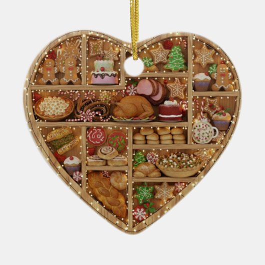 Tiny Shelves: Christmas Food edition 2D print Xmas Keramisch Ornament (Voorkant)