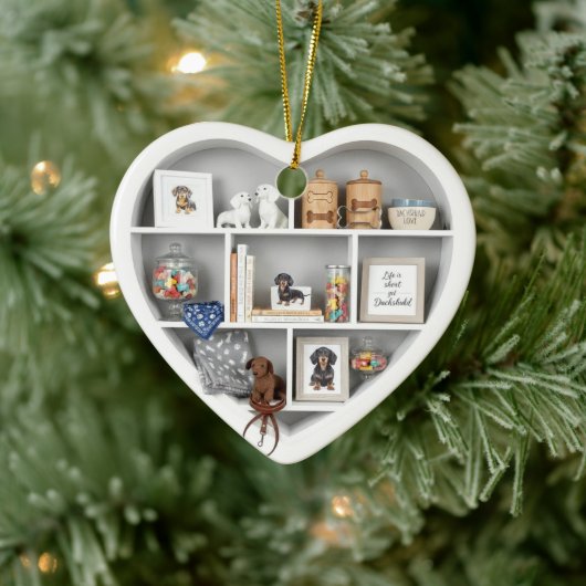 Tiny Shelves  Dachshund Dog Lover edition 2D print Keramisch Ornament (Boom)