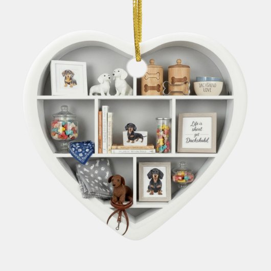 Tiny Shelves  Dachshund Dog Lover edition 2D print Keramisch Ornament (Voorkant)