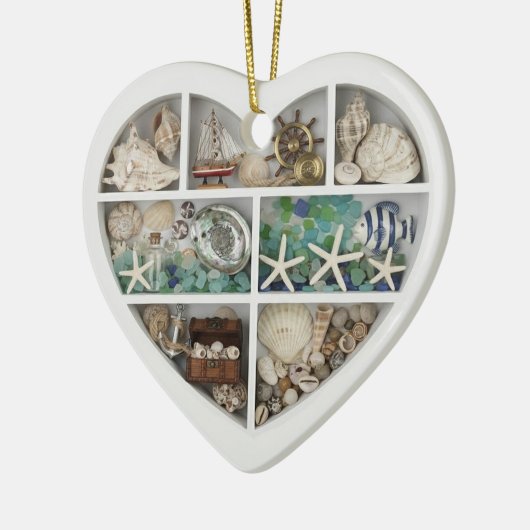 Tiny Shelves Nautical Ocean Sea Beach 2D print Keramisch Ornament (Links)