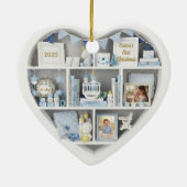 Tiny Shelves Personalized Baby Boy First Christmas Keramisch Ornament (Achterkant)